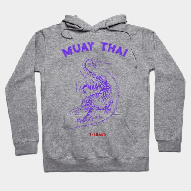 Muay Thai Tiger Sak Yant Tattoo Kickboxing Thailand Hoodie by VintCam